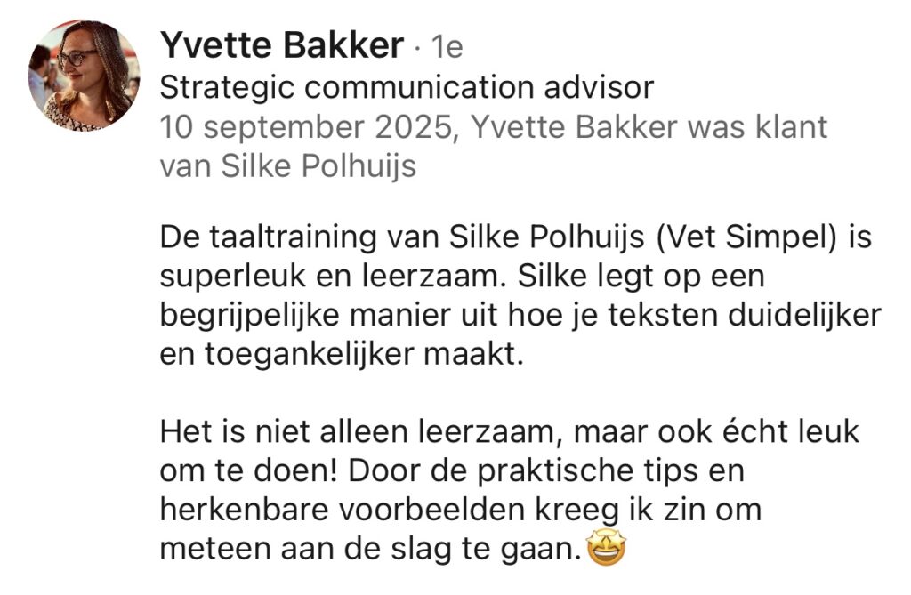 begrijpelijke taal training yvette